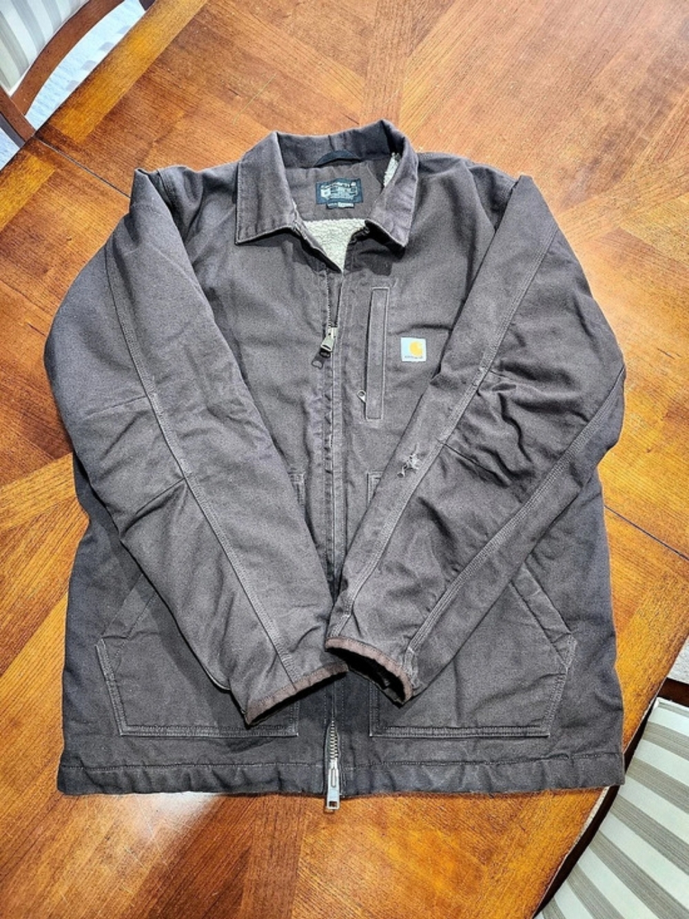 Carhartt Sandstone Sherpa-Lined Jacket Sherpa-Lined Jacket in Brown Size Medium